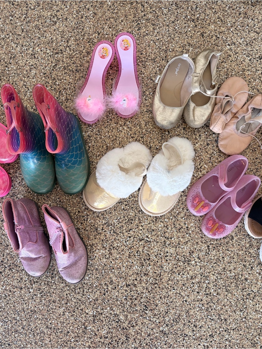 Girls Gold Faux-Fur Slide Sandals - Kids Shoes